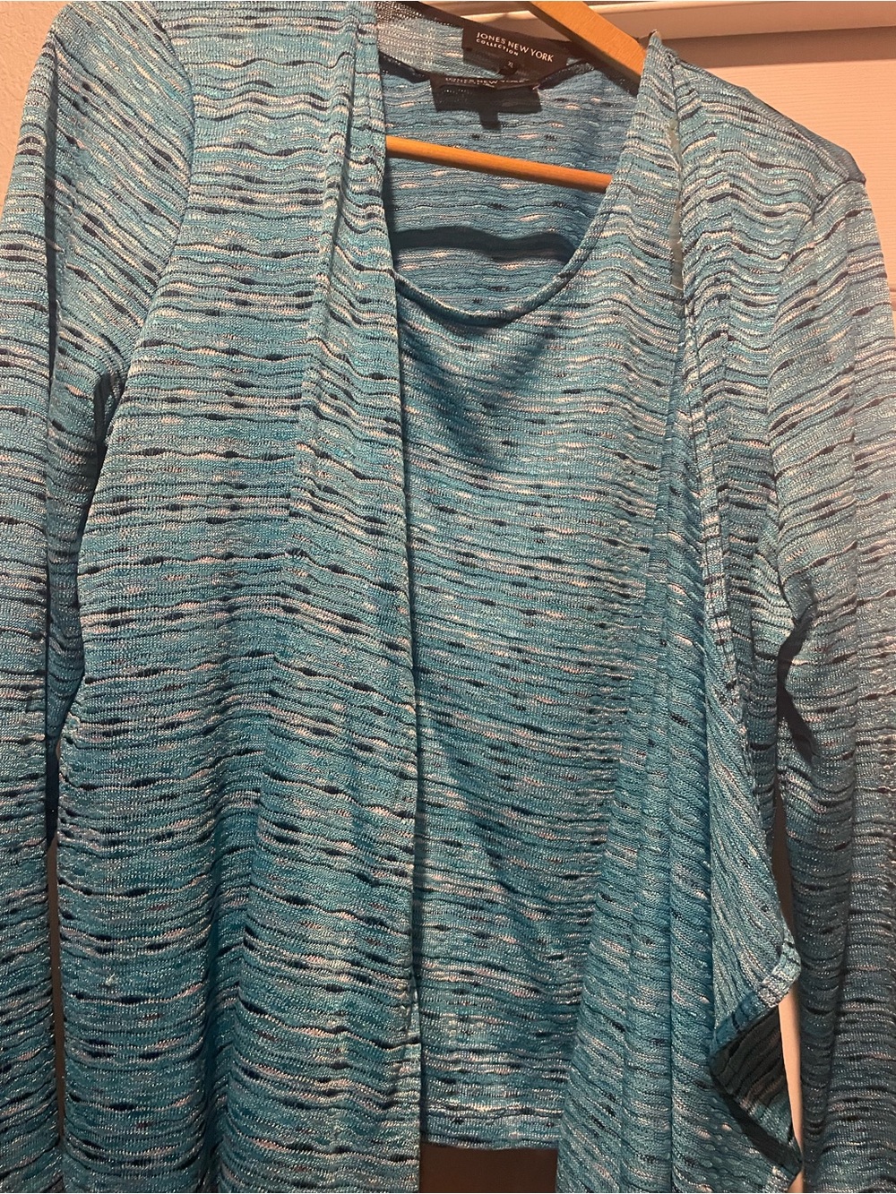 Jones New York Teal Space-Dyed Cardigan Set